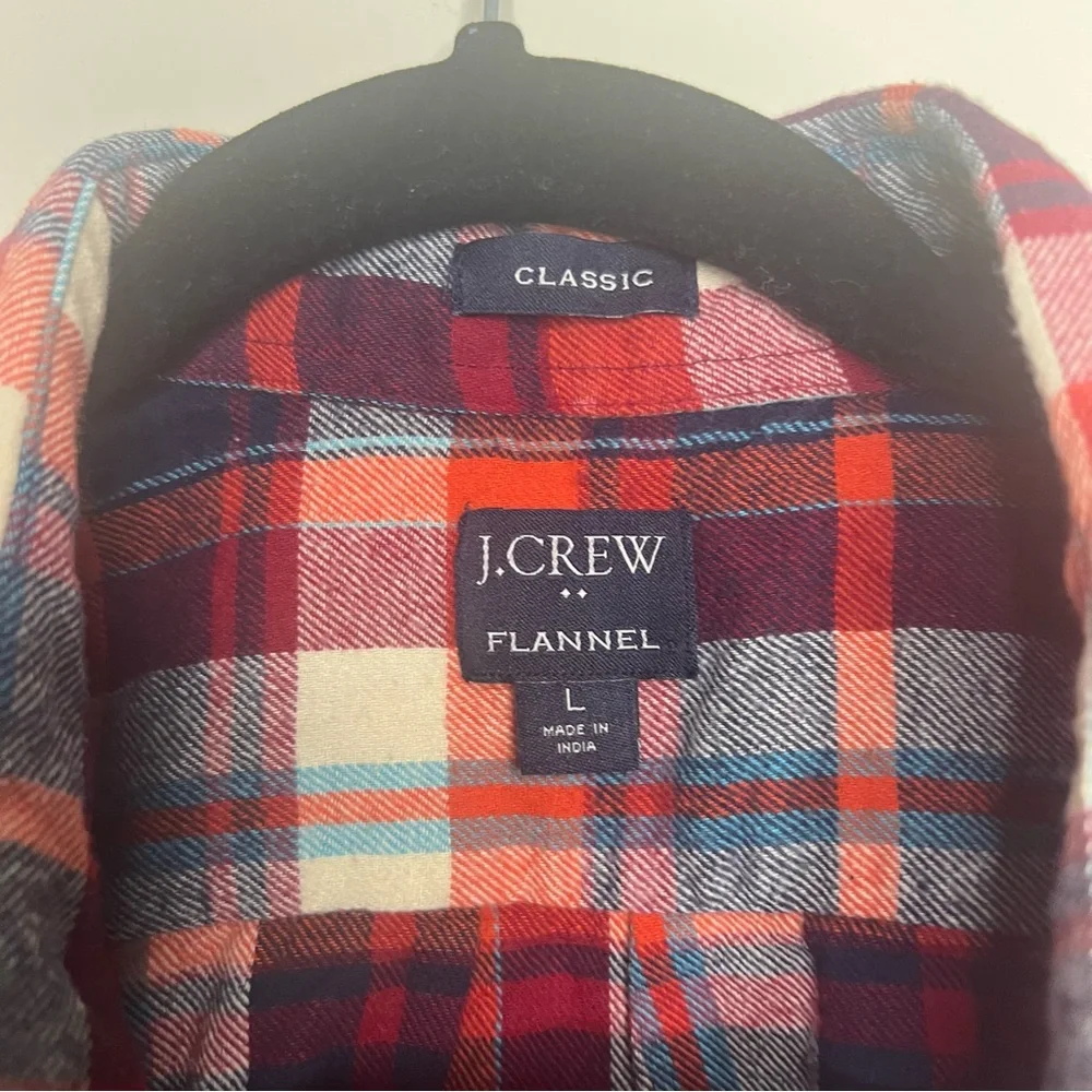 J. Crew Men's Flannel‎ Shirt Bundle - 2 Classic Fit Plaid Shirts Size Large